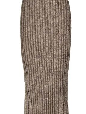 Jonathan Simkhai Taupe Ribbed Knit Midi Skirt